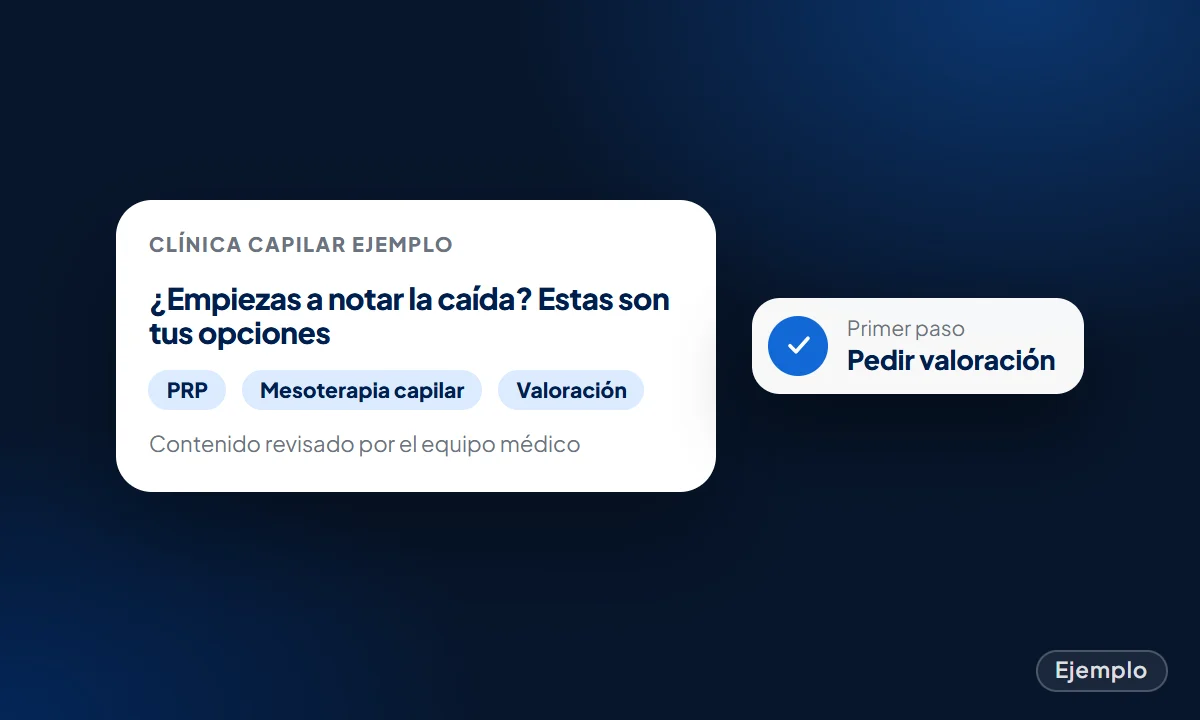 Ejemplo: página de opciones para quien empieza a notar la caída, revisada por el equipo médico