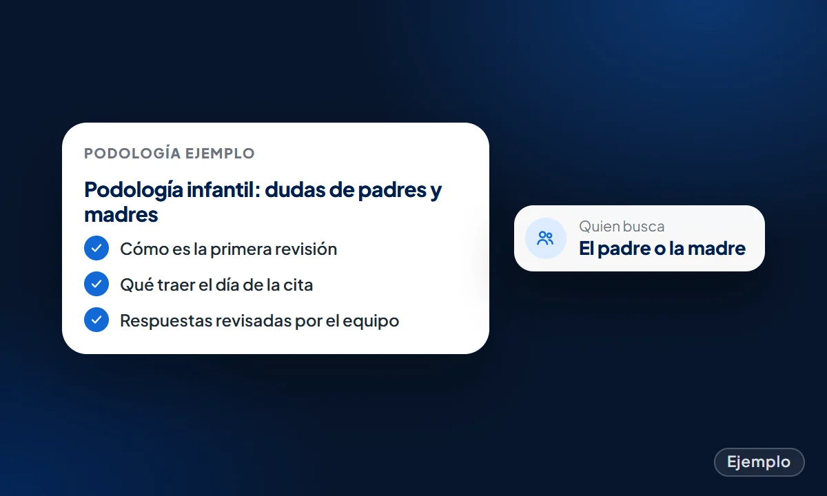 Ejemplo: página de podología infantil que responde las dudas de padres y madres